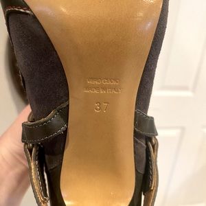 Vero cuoio, dark brown low high heel boot